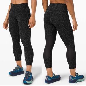 Lululemon Pace Rival High-Rise Crop 22" Leggings Black Multi Size 4 Running